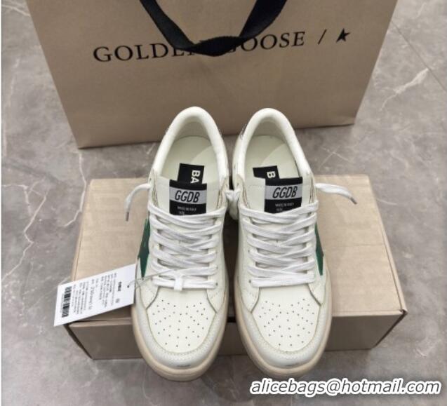 Good Quality Golden Goose Women's Ball Star 2 Sneakers with green leather star and metallic leather heel tab 0221010