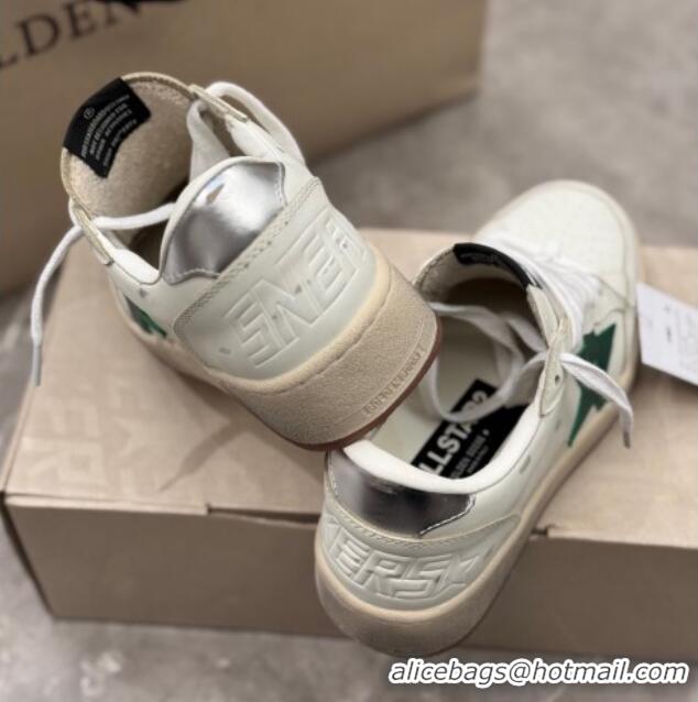 Good Quality Golden Goose Women's Ball Star 2 Sneakers with green leather star and metallic leather heel tab 0221010