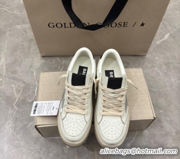 Perfect Golden Goose Women's Ball Star 2 Sneakers with grey suede star and glossy black leather heel tab 0221011