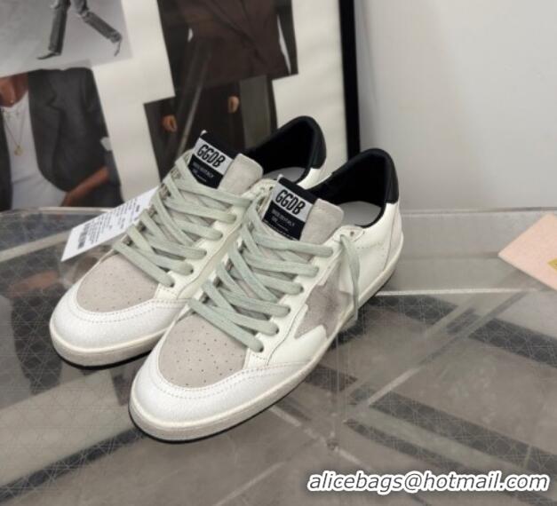 Best Grade Golden Goose Women’s Ball Star LTD Sneakers with grey suede star and black textured leather heel tab 0221013