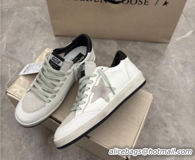 Best Grade Golden Goose Women’s Ball Star LTD Sneakers with grey suede star and black textured leather heel tab 0221013