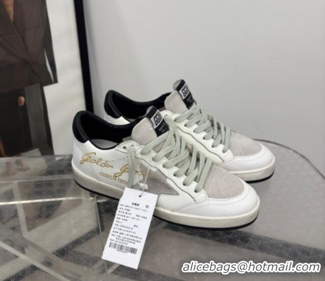 Best Grade Golden Goose Women’s Ball Star LTD Sneakers with grey suede star and black textured leather heel tab 0221013