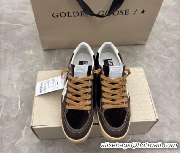 Purchase Golden Goose Women's Ball Star Sneakers in brown velvet with white leather star and heel tab 0221014