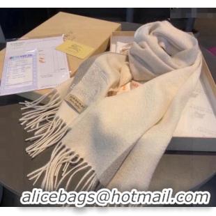 Famous Brand Burberry Cashmere Long Scarf 30x180cm 0111 White 2024