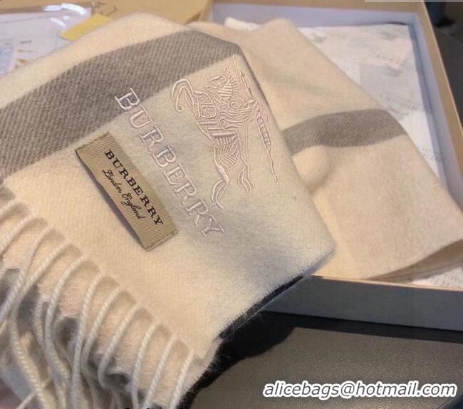 Famous Brand Burberry Cashmere Long Scarf 30x180cm 0111 White 2024