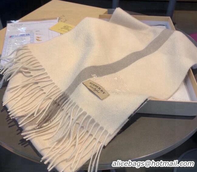 Famous Brand Burberry Cashmere Long Scarf 30x180cm 0111 White 2024