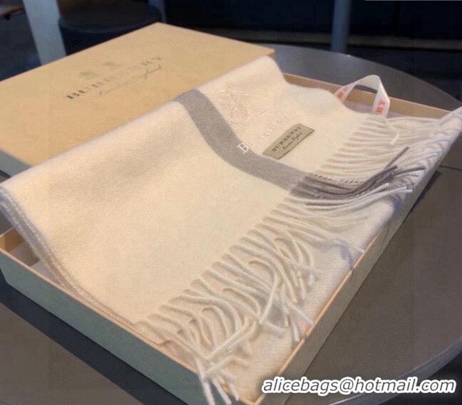 Famous Brand Burberry Cashmere Long Scarf 30x180cm 0111 White 2024