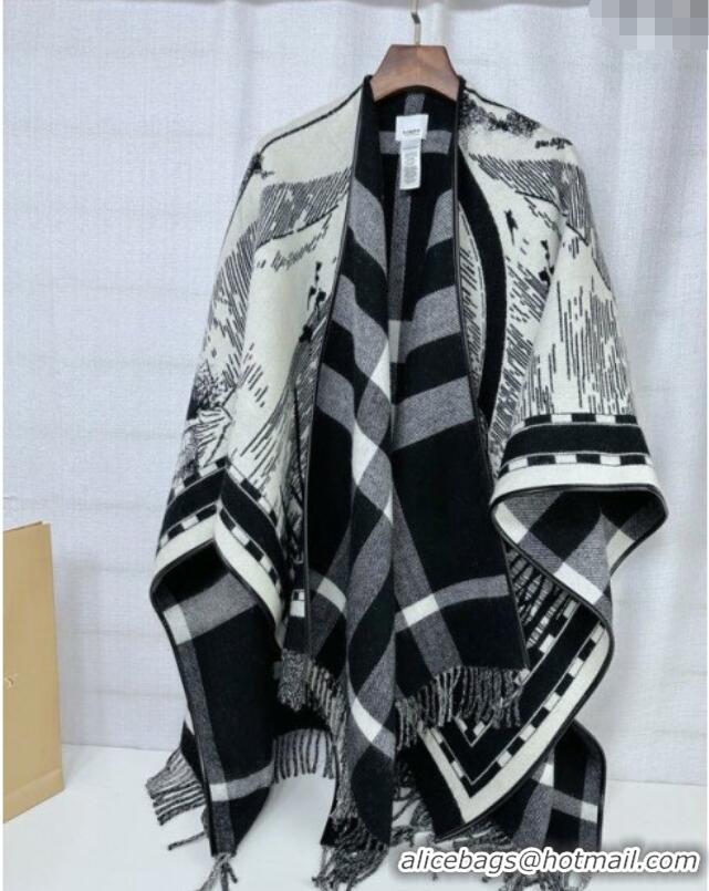 Super Quality Burberry Reversible Swan Cape 140x140cm 0821 Black 2024