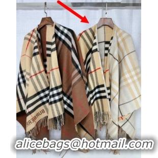 Big Discount Burberry Contrast Check Wool Cashmere Cape 140x140cm 0821 Beige 2024