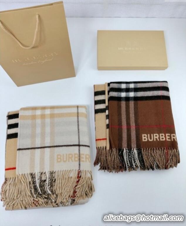 Big Discount Burberry Contrast Check Wool Cashmere Cape 140x140cm 0821 Beige 2024