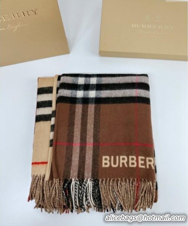 Big Discount Burberry Contrast Check Wool Cashmere Cape 140x140cm 0821 Beige 2024