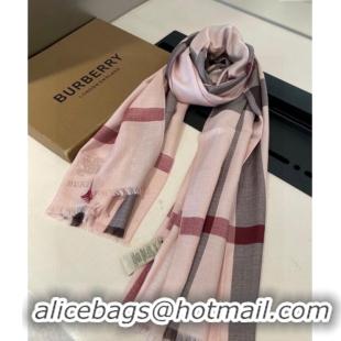 New Design Burberry Check Cashmere Long Scarf 70x200 0821 Pink 2024