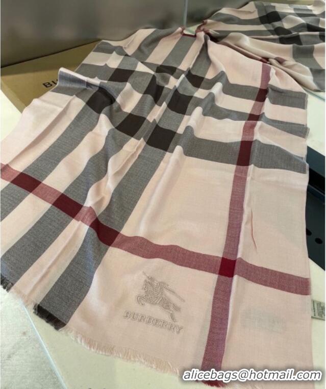 New Design Burberry Check Cashmere Long Scarf 70x200 0821 Pink 2024