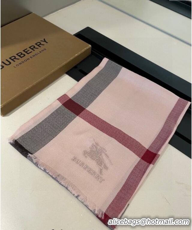 New Design Burberry Check Cashmere Long Scarf 70x200 0821 Pink 2024