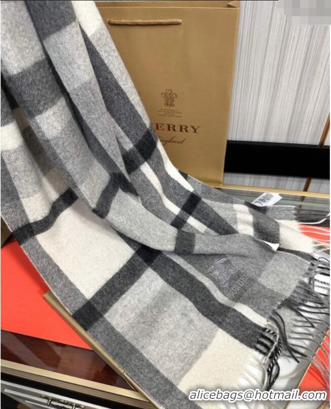 Top Grade Burberry Check Cashmere Long Scarf 32x180 082102 Grey 2024