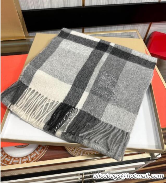 Top Grade Burberry Check Cashmere Long Scarf 32x180 082102 Grey 2024