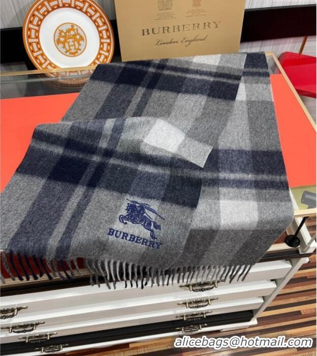 Good Taste Burberry Check Cashmere Long Scarf 32x180 082103 Dark Grey 2024