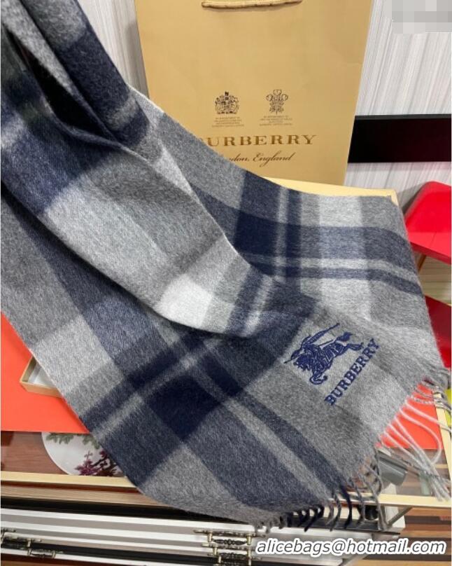 Good Taste Burberry Check Cashmere Long Scarf 32x180 082103 Dark Grey 2024