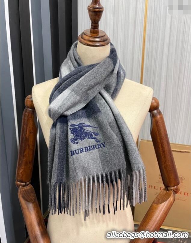 Good Taste Burberry Check Cashmere Long Scarf 32x180 082103 Dark Grey 2024