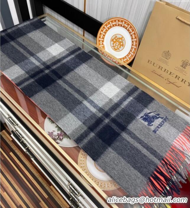 Good Taste Burberry Check Cashmere Long Scarf 32x180 082103 Dark Grey 2024