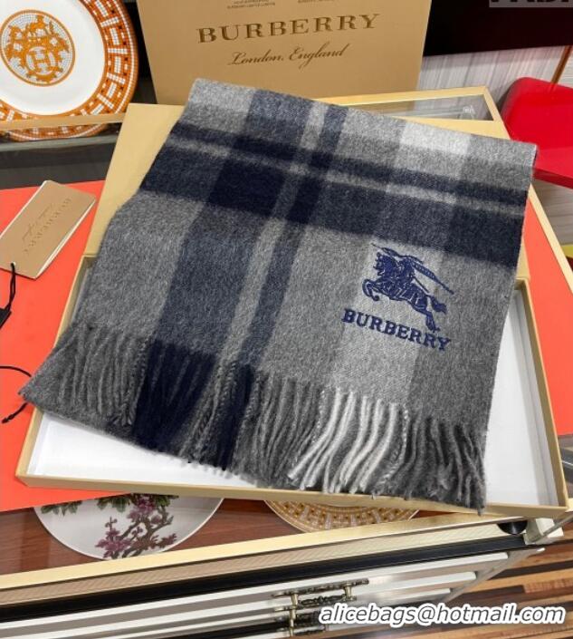 Good Taste Burberry Check Cashmere Long Scarf 32x180 082103 Dark Grey 2024