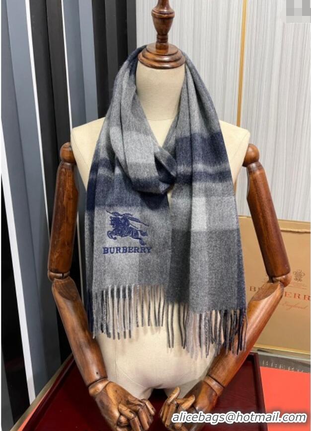 Good Taste Burberry Check Cashmere Long Scarf 32x180 082103 Dark Grey 2024