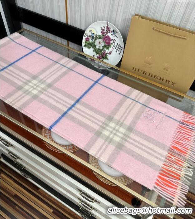 Luxury Discount Burberry Check Cashmere Long Scarf 32x180 082104 Light Pink 2024