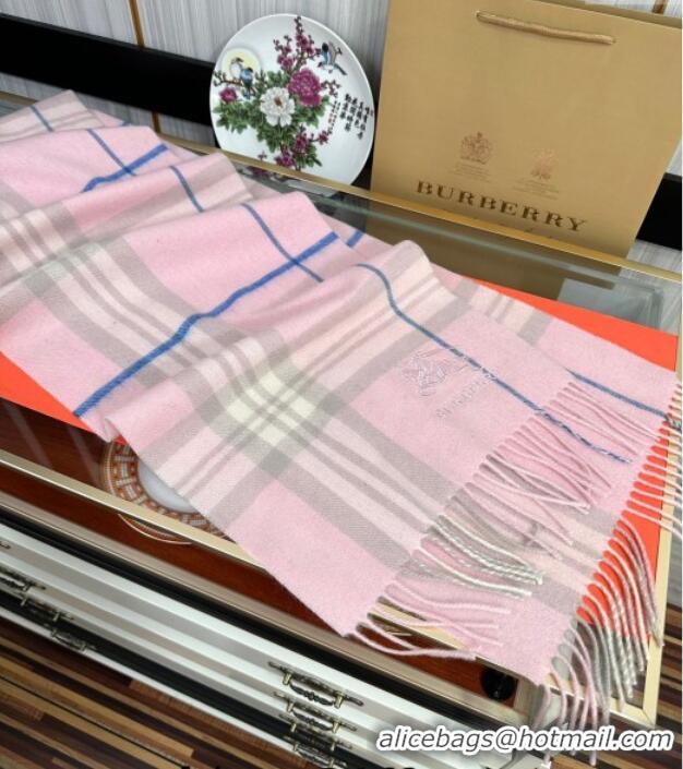 Luxury Discount Burberry Check Cashmere Long Scarf 32x180 082104 Light Pink 2024