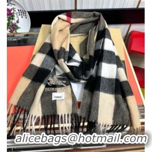 Big Discount Burberry Check Cashmere Long Scarf 32x180 082105 Beige 2024