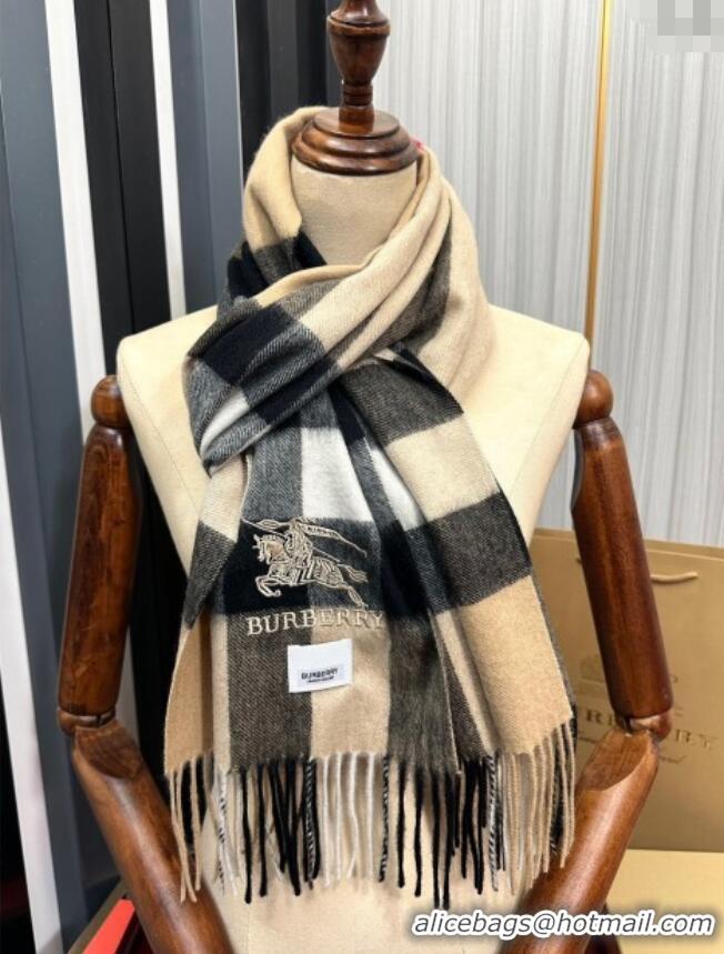 Big Discount Burberry Check Cashmere Long Scarf 32x180 082105 Beige 2024