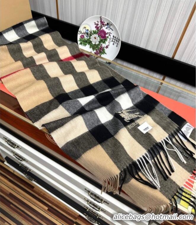 Big Discount Burberry Check Cashmere Long Scarf 32x180 082105 Beige 2024