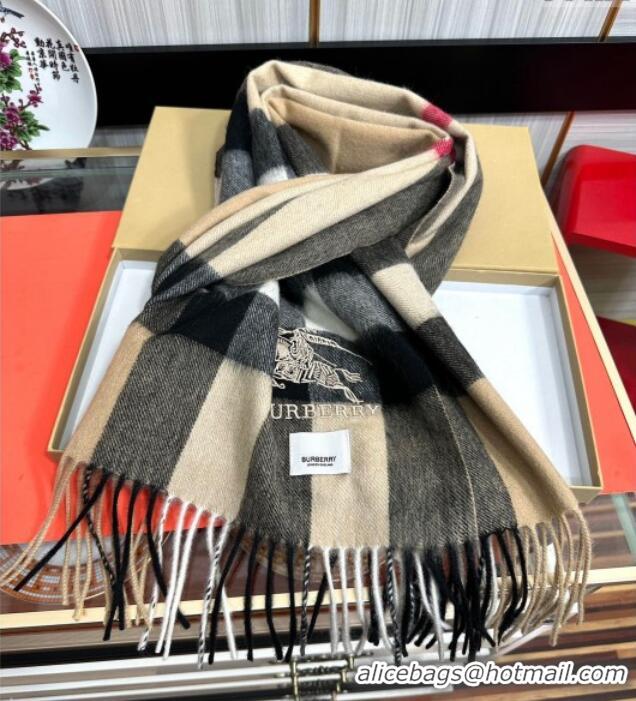 Big Discount Burberry Check Cashmere Long Scarf 32x180 082105 Beige 2024