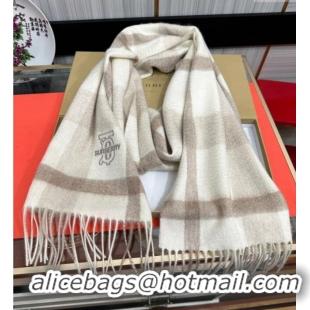 Top Grade Burberry TB Check Cashmere Long Scarf 32x180 082107 Grey 2024