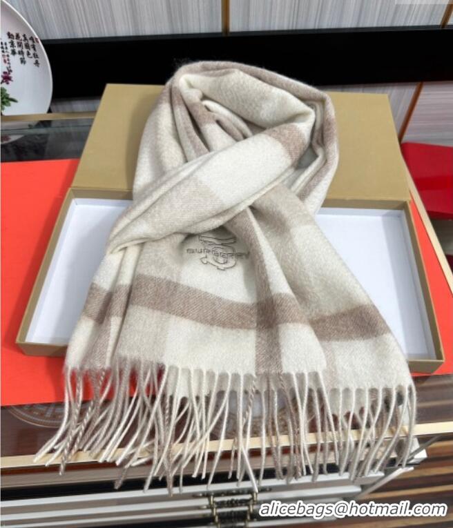 Top Grade Burberry TB Check Cashmere Long Scarf 32x180 082107 Grey 2024