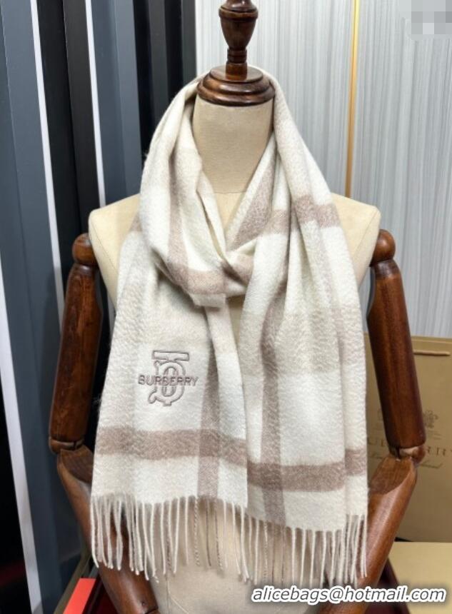 Top Grade Burberry TB Check Cashmere Long Scarf 32x180 082107 Grey 2024