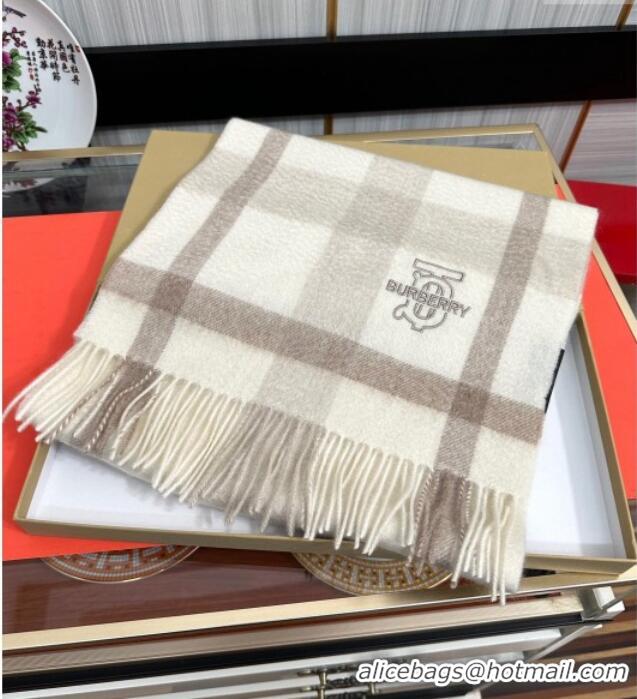 Top Grade Burberry TB Check Cashmere Long Scarf 32x180 082107 Grey 2024