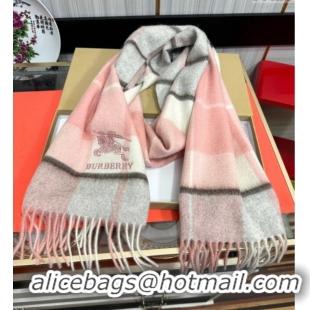 Shop Promotional Burberry Check Cashmere Long Scarf 32x180 082115 Pink 2024