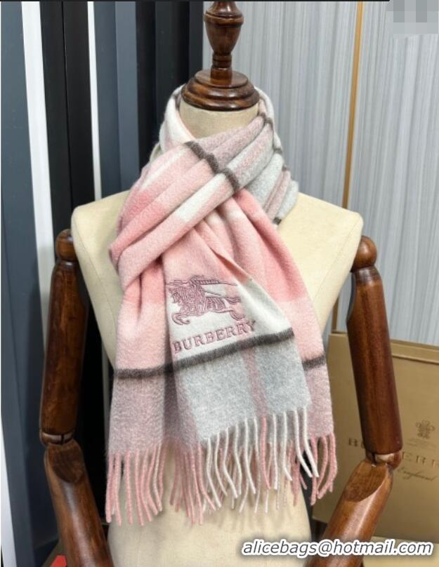 Shop Promotional Burberry Check Cashmere Long Scarf 32x180 082115 Pink 2024