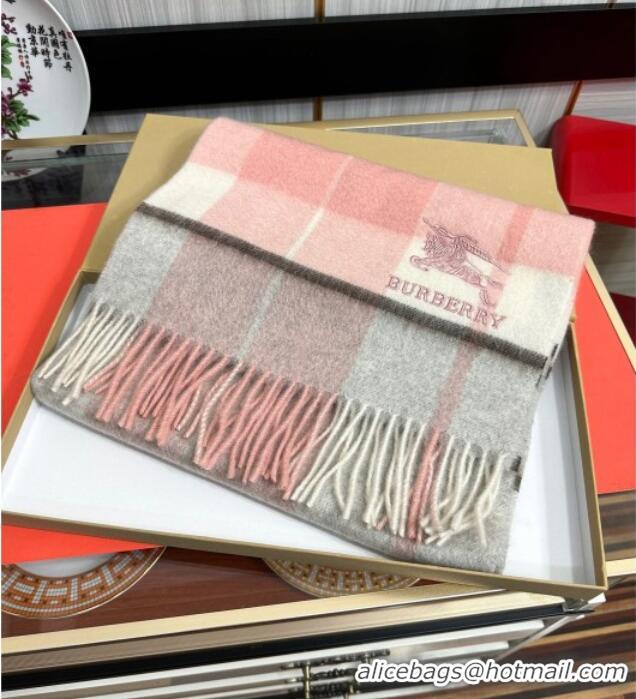 Shop Promotional Burberry Check Cashmere Long Scarf 32x180 082115 Pink 2024