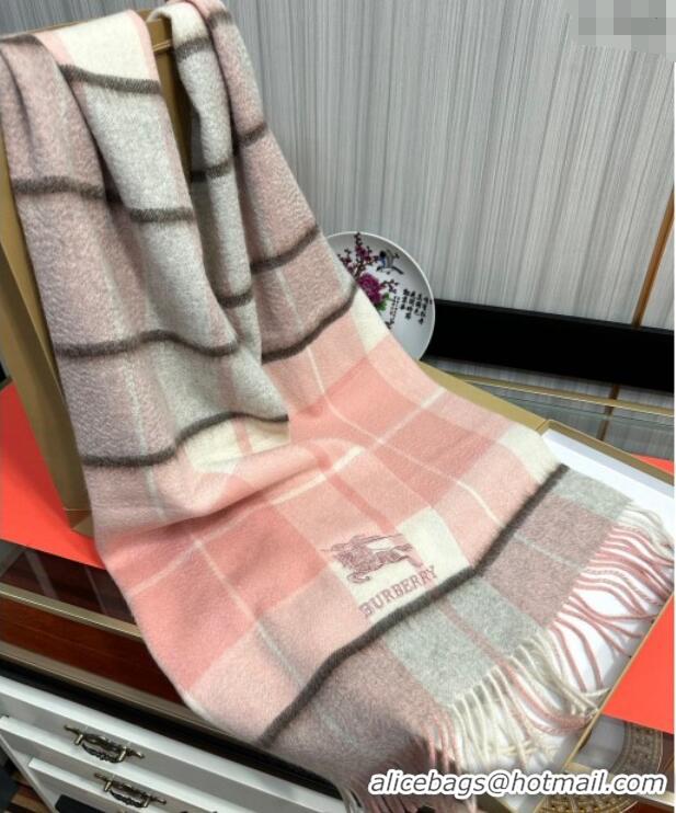 Shop Promotional Burberry Check Cashmere Long Scarf 32x180 082115 Pink 2024