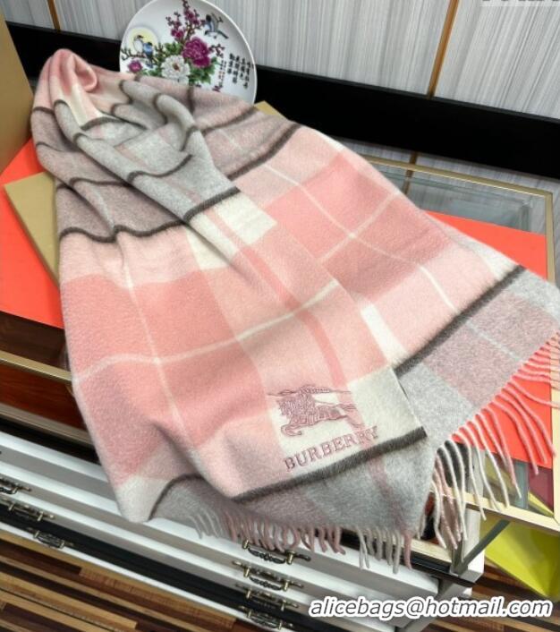 Shop Promotional Burberry Check Cashmere Long Scarf 32x180 082115 Pink 2024