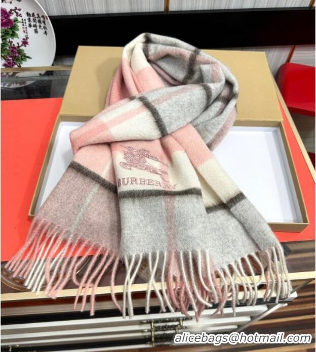 Shop Promotional Burberry Check Cashmere Long Scarf 32x180 082115 Pink 2024