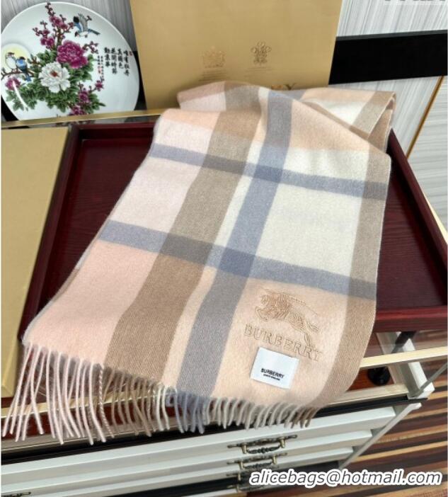 Luxury Cheap Burberry Check Cashmere Long Scarf 32x180 0821 Pink/Beige 2024