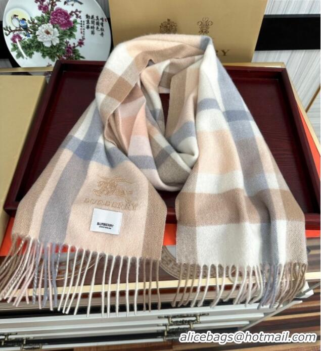 Luxury Cheap Burberry Check Cashmere Long Scarf 32x180 0821 Pink/Beige 2024