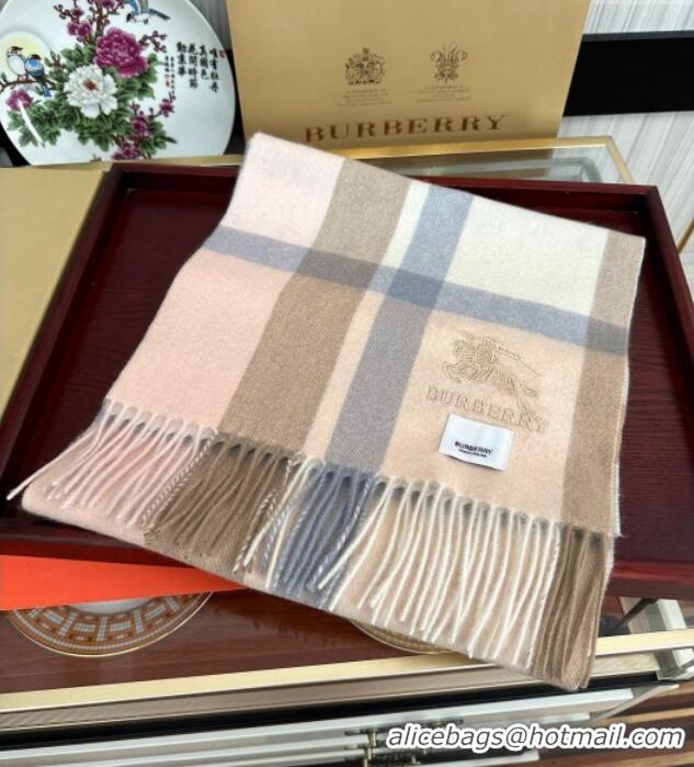 Luxury Cheap Burberry Check Cashmere Long Scarf 32x180 0821 Pink/Beige 2024