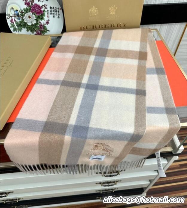 Luxury Cheap Burberry Check Cashmere Long Scarf 32x180 0821 Pink/Beige 2024