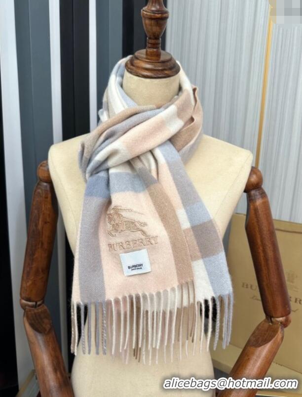 Luxury Cheap Burberry Check Cashmere Long Scarf 32x180 0821 Pink/Beige 2024