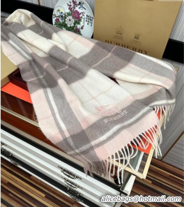 Well Crafted Burberry Check Cashmere Long Scarf 32x180 082109 Light Pink 2024