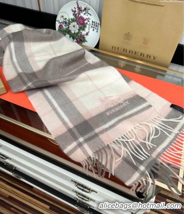 Well Crafted Burberry Check Cashmere Long Scarf 32x180 082109 Light Pink 2024