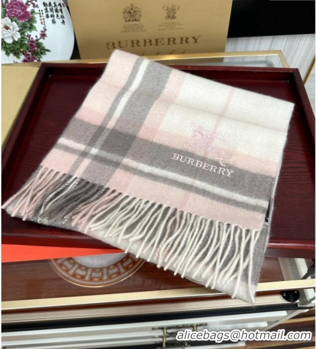 Well Crafted Burberry Check Cashmere Long Scarf 32x180 082109 Light Pink 2024